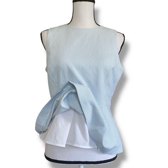 Antonio Melani Gingham Top Sleeveless Peplum Sz 10 White Blue Born on Fifth NWT - Picture 12 of 15
